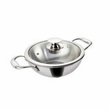 Alda Vitale Triply Stainless Steel Wok Pan with Glass Lid 24cm, 2.7 LTR