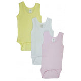 Bambini Three Pack 100% Cotton Rib Knit Tank Top Onezie (Small, Girls 108S)