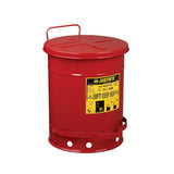 Justrite 9300 10 Gallon Red Galvanized Steel Oily Waste Can with Foot Lever Opening Device