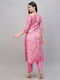 Anni Designer Women'S Cotton Blend Printed Straight Kurta With Pant (Uop_1486_Pink_Small),Pink,S,Cotton Blend,Straight,