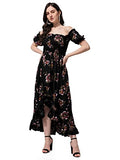 Oomph! Women'S Western & Fusion Wear Midi Dresses For Women Off Shoulder Black - Md453,BlackApparel,L