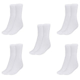 Mukhaksh (Pack Of 5 Pairs Men Cotton White Crew Calf Length Long Socks For Formal Office Socks
