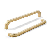 khtumeware 5-Pack 10 Inch Square Brushed Gold Cabinet Pulls, Solid Satin Gold Zinc Alloy Heavy-Duty Handles for Kitchen/Bathroom