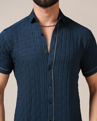 Toplot Men'S Regular Fit Casual Shirt (Chatai-Shirt-5174-Teal-L) Turquoise,Turquoise,,B0CYGXBXDL