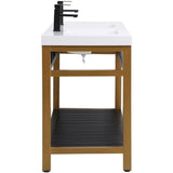Elegant Decor Raya 60 Double Resin Top Metal Bathroom Vanity In Gold And Black