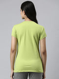 Enamor Essentials Short Sleeve Round Neck Slim Fit Stretch Cotton Tshirt For Womens-E147 (E147_Green Pea_Xl)