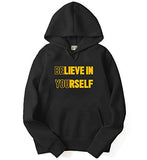 Adro Believe In Yourself Design Printed Hoodies/Sweatshirts For Men & Women (H20-M-You-Bl_Black_M)