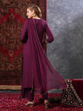 Gosriki Women'S Rayon Blend Embroidered Straight Kurta With Pant & Dupatta (Yuvani Wine-Vks01-Gs_S_Wine_Small),Wine,,B0D9YS1JVC