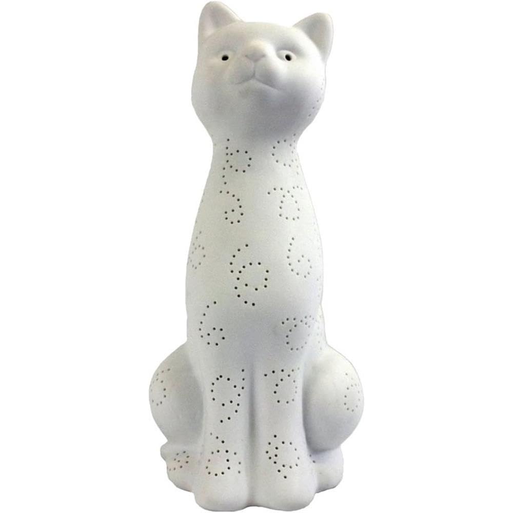 All The Rages Lt3056-Wht Simple Designs White Porcelain Kitty Cat Shaped Animal Light Table Lamp