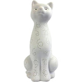 All The Rages Lt3056-Wht Simple Designs White Porcelain Kitty Cat Shaped Animal Light Table Lamp