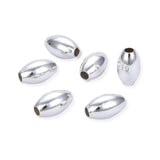 100pcs 12mm Smooth Oval Rice Loose Beads Metal Spacer Large Hole Sterling Silver Plated Brass for DIY Craft Jewelry Making CF256