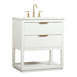 Elegant Decor Larkin 30 Solid Wood MDF Single Bathroom Vanity in White