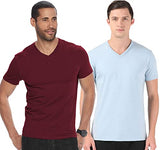 Adro Men'S V Neck Combo Plain Cotton T-Shirts_Vcm2-Pln-Mr-Sk-M