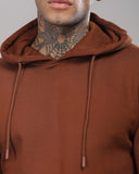 Adro Men'S Cotton Neck Hooded Sweatshirt (H24-M-Pln-Br-S_Brown)