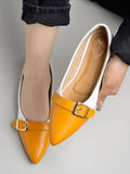 Shoetopia Women'S Block Heel Ballet Flats Yellow,Yellow,3,B0CXHRYHB8
