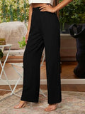 Toplot Womens High-Waisted Trousers | Tailored Wide-Leg Pants | Casual & Formal Wear | Chic And Elegant Look (Women-Trouser-5230-Black-36),Black,36,B0DWMLP7YF