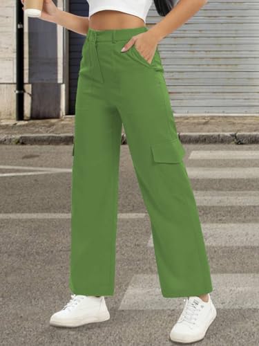 Toplot Cotton Multi-Pocket Cargo Pant For Women (Straight-Cargo-5191-Green-30),Green,30,B0D5VG1TSM