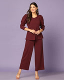 Dhruvi Trendz Womens Rayon Co-Ord Set Regular Fit Co-Ord Set (Dt-W1809&Tr865_Red_L)