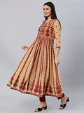Anni Designer Women'S Georgette Chikankari Embroidered Anarkali Kurti (Kari-Beige-Sm_M_Beige_Medium),Beige,M,Georgette,Anarkali,