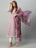 Anni Designer Women'S Rayon Blend Anarkali Printed Kurta With Pant & Dupatta (Yutika Purple-Nw_3Xl_Purple_Xxx-Large),Purple,3XL,Rayon,Yutika Purple-NW_1379,