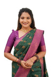 Flosive Womens Present Banarasi Soft Lichi Silk Saree Beautiful Jacquard Rich Pallu Design Work Zari Woven Kanjivaram Silk Style