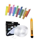 ECLET 14PC Combo Nano Tape with 12 Colors Loose Sparkles & Utility Cutter for Kids | DIY Art Craft Stationery Set kl