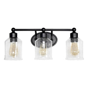 All The Rages Studio 3-Light Metal & Glass Vanity Fixture In Black/Clear