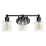 All The Rages Studio 3-Light Metal & Glass Vanity Fixture In Black/Clear