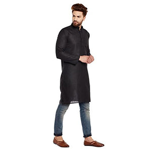 Sojanya (Since 1958 Men'S Black Cotton Linen Only Long Kurta Black M