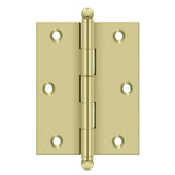 Deltana CH3025U3UNL 3 x 21/2 Hinge; with Ball Tips; Unlacquered Bright Brass Finish