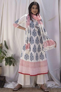 Gosriki Women'S Rayon Blend Straight Printed Kurta With Pant & Dupatta (Purri White-Gs_S_White_Small),White,,B0DBLZ4LRH