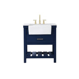 Elegant Decor Clement 30 Aluminum Mdf Single Bathroom Vanity In Blue