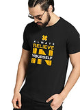 Adro Believe In Yourself Printed T-Shirts For Men & Women (Rnr-S35-Bel-Bl_Black_M)