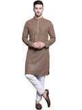 Jompers Mens Sequin Embroidered Pure Cotton Kurta With Pyjamas (Brown, M)
