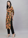 Anni Designer Women'S Cotton Blend Straight Printed Kurta With Pant (Jabala Black-Nw_M_Black_Medium),Black,M,Cotton Blend,Jabala Black-NW_1408,