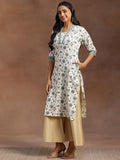Libas Women'S Cotton Printed Straight Kurta (29053R_Off White Off White L