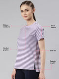 Enamor Women'S Striped Relaxed T-Shirt (A3S1_Soft Lilac Stripe Choose Love Graphic L)