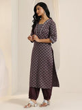 Libas Women'S Cotton Blend Kurta Sets (400579_Maroon_Xl)