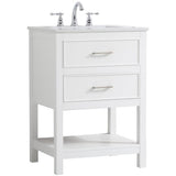 Elegant Decor Sinclaire 24 Single Quartz Top Bathroom Vanity In White