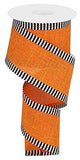 Border Stripe Canvas Wired Edge Ribbon, 10 Yards (Orange, 2.5 Inch)