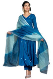 Anni Designer Women'S Cotton Blend Anarkali Embroidered Kurta With Pant & Dupatta (Gsk-Cerosin_M_Blue_Medium),Blue,M