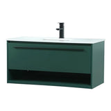 Elegant Decor Roman 40 Aluminum Alloy Mdf Single Bathroom Vanity In Green