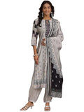 Libas Womens Printed Silk Blend Straight Kurta With Salwar And Dupatta