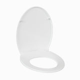 Round Toilet Seat Cover - PP Locking Hinge Toilet Seat with Flat Lid, White Slow Close Seat for Standard Round Toilets, Comforta