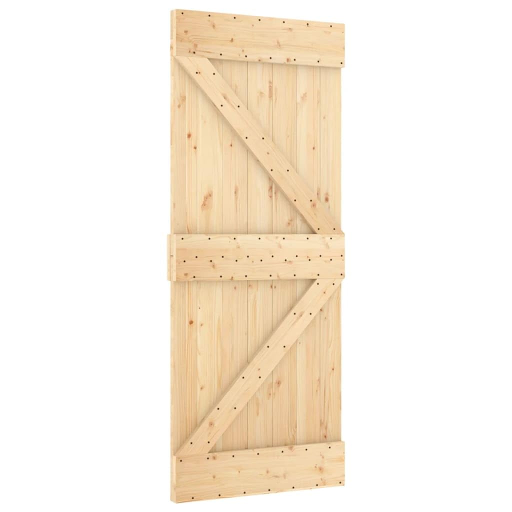 Vidaxl Narvik 33.5'X82.7' Solid Pine Wood Sliding Barn Door, Modern Rustic Interior Door For Bedroom Kitchen Closet Garage - Natural Brown, Space-Saving & Easy Install (Without Hardware Kits)