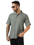 Leriya Fashion Textured Shirts for Men || Casual Shirt for Men || Shirt for Men|| Men Stylish Shirt || Men Fancy Shirt || Men Half Sleeve Shirt || Plain Shirts for Men || Shirts (Large Green),Green