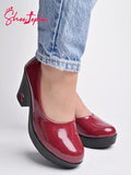 Shoetopia Solid Cherry Pumps For Girls-Eu39,Bronze,6,B0D5HF36HC