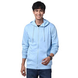 Adro Mens Cotton Solid Zipper Hoodie Sweatshirts (Zh23-Pln-Sk_Skyblue_M)