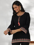 Libas Women'S Silk Blend Straight Kurti (29180O_Black Black 2Xl
