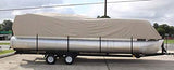 Vortex Direct Tan/Beige 16' Ultra Pontoon/Deck Boat Cover, Has Elastic and Straps, Fits 14' to 15' to 16' Long Deck Area, Up to 